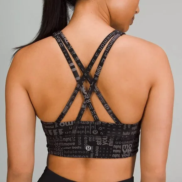 NWT Lululemon Energy High-Neck Longline Bra in Lululemon Ombre Black Multi SZ 4 - Picture 7 of 8